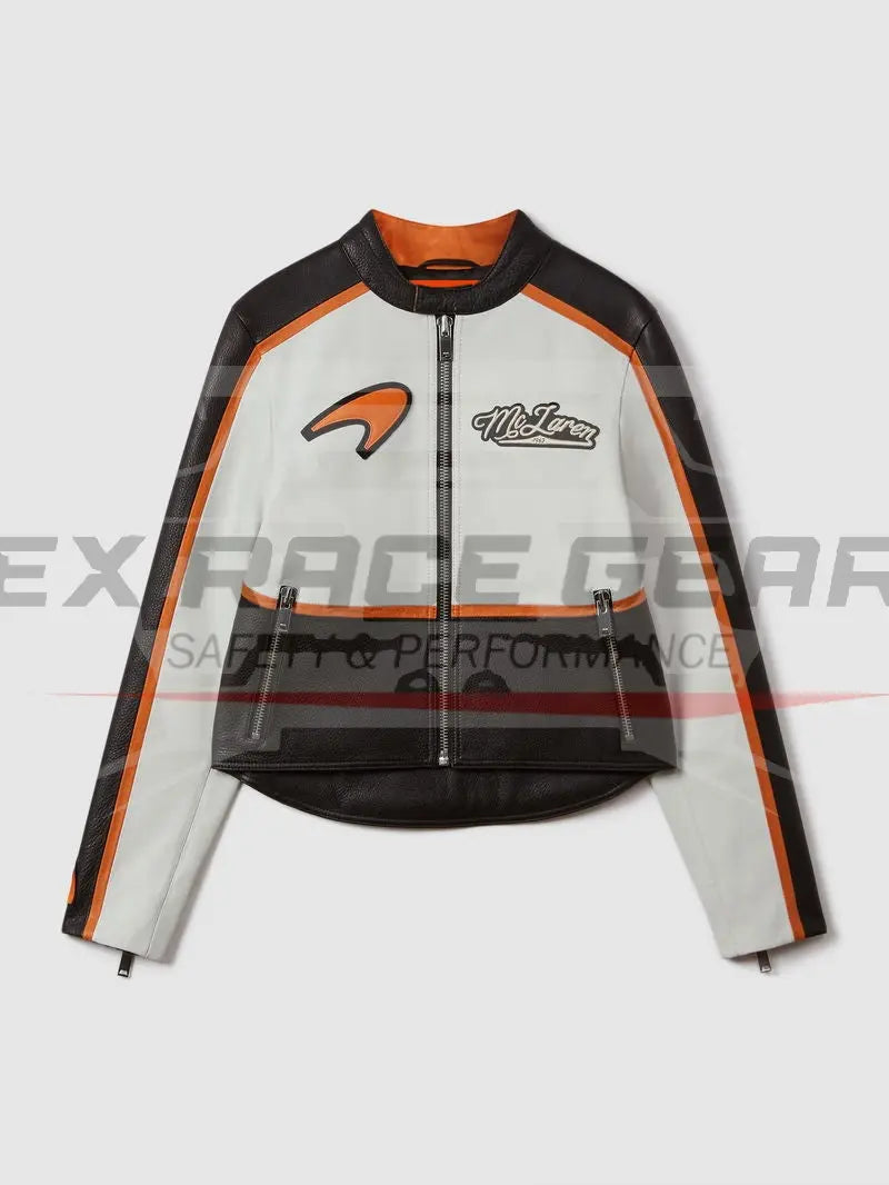 Reiss x McLaren F1 - Peak Colourblock Leather Biker Jacket - Ex Race Gear