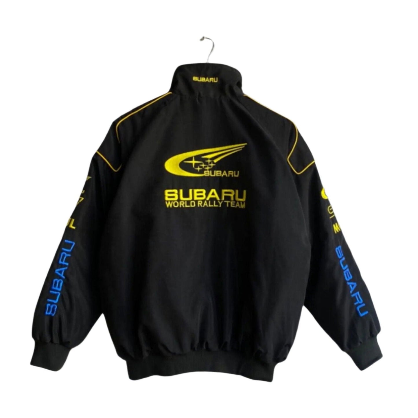 Subaru Rally Vintage Black Jacket | Classic Motorsport Apparel - Speedxcrafts