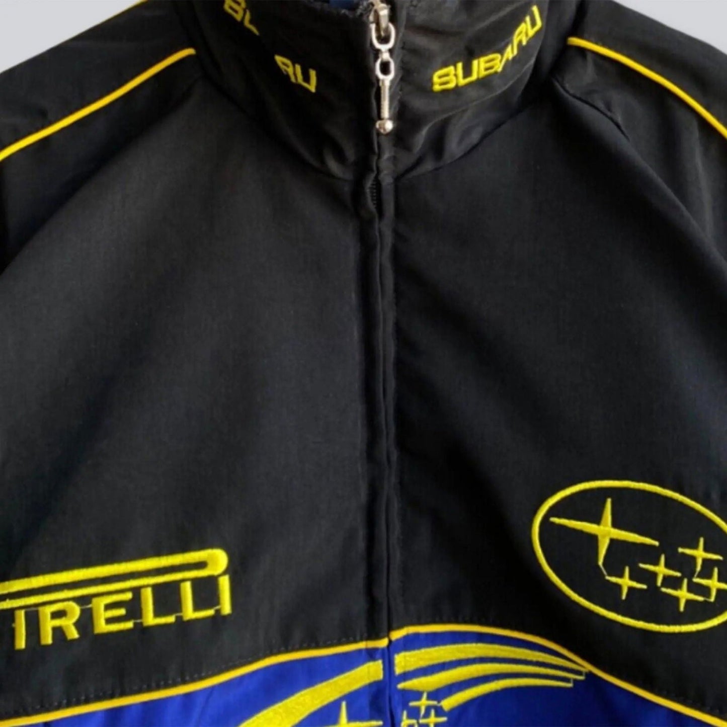 Subaru Rally Vintage Black Jacket | Classic Motorsport Apparel - Speedxcrafts
