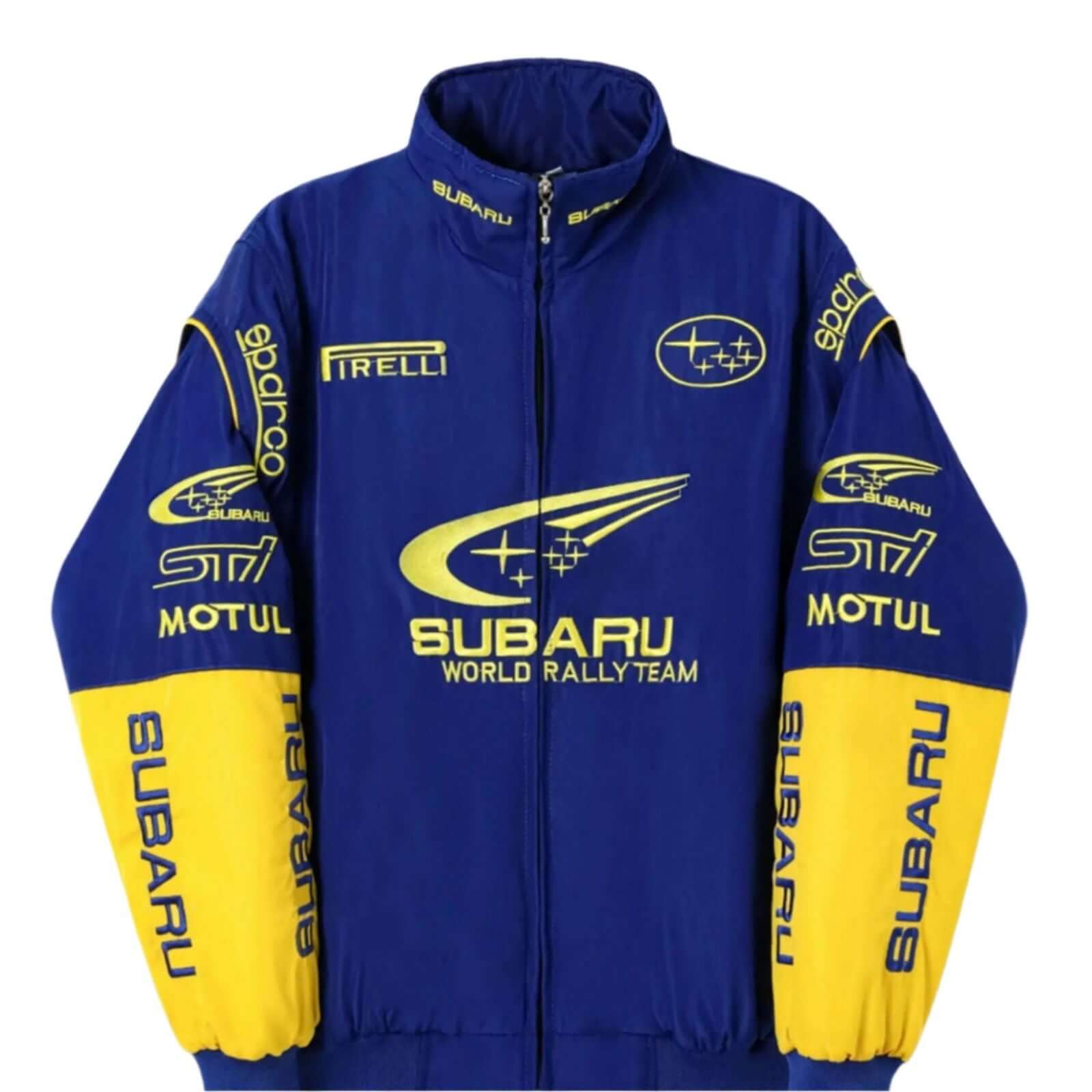 Subaru Rally Vintage Blue Jacket | Iconic Motorsport Apparel - Speedxcrafts
