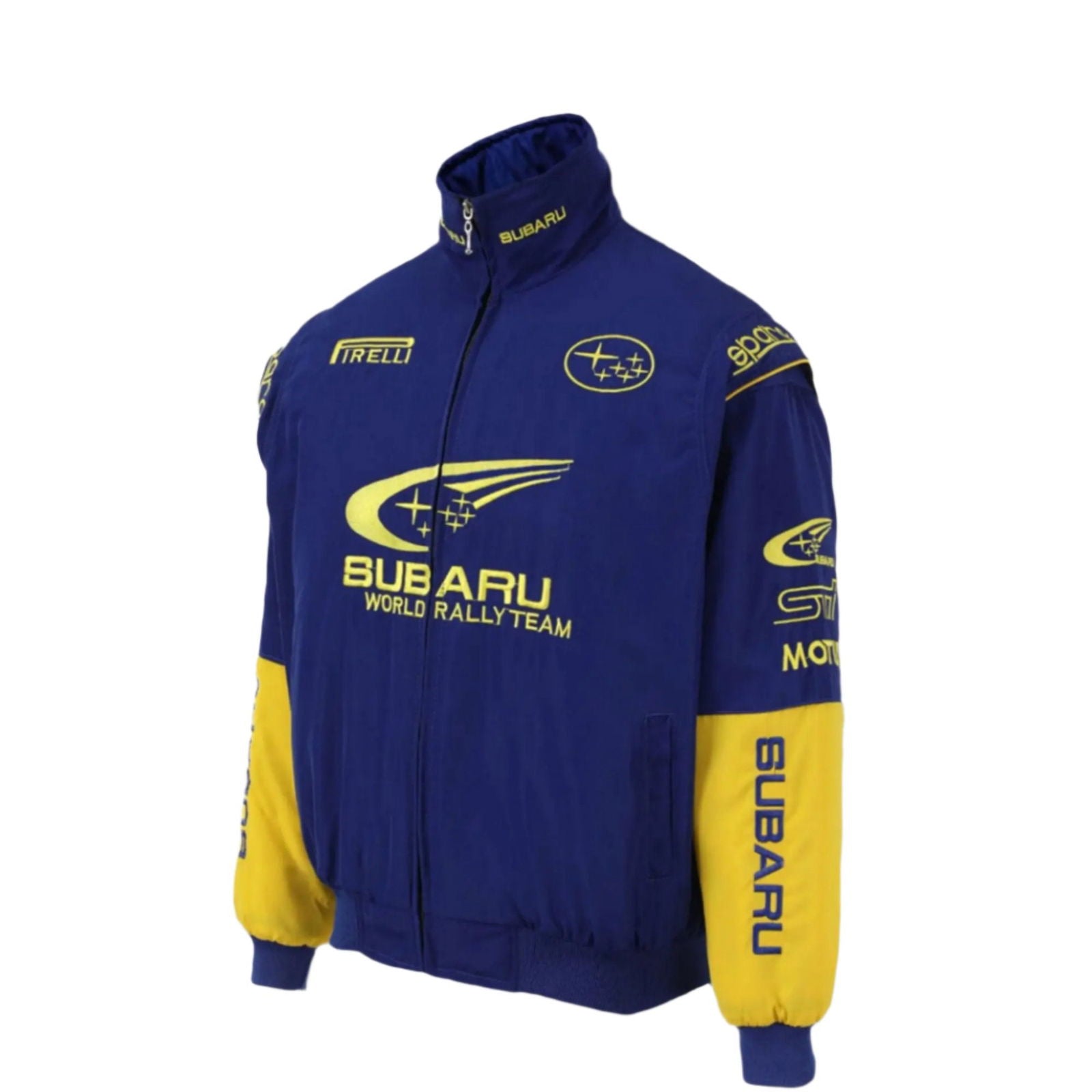 Subaru Rally Vintage Blue Jacket | Iconic Motorsport Apparel - Speedxcrafts