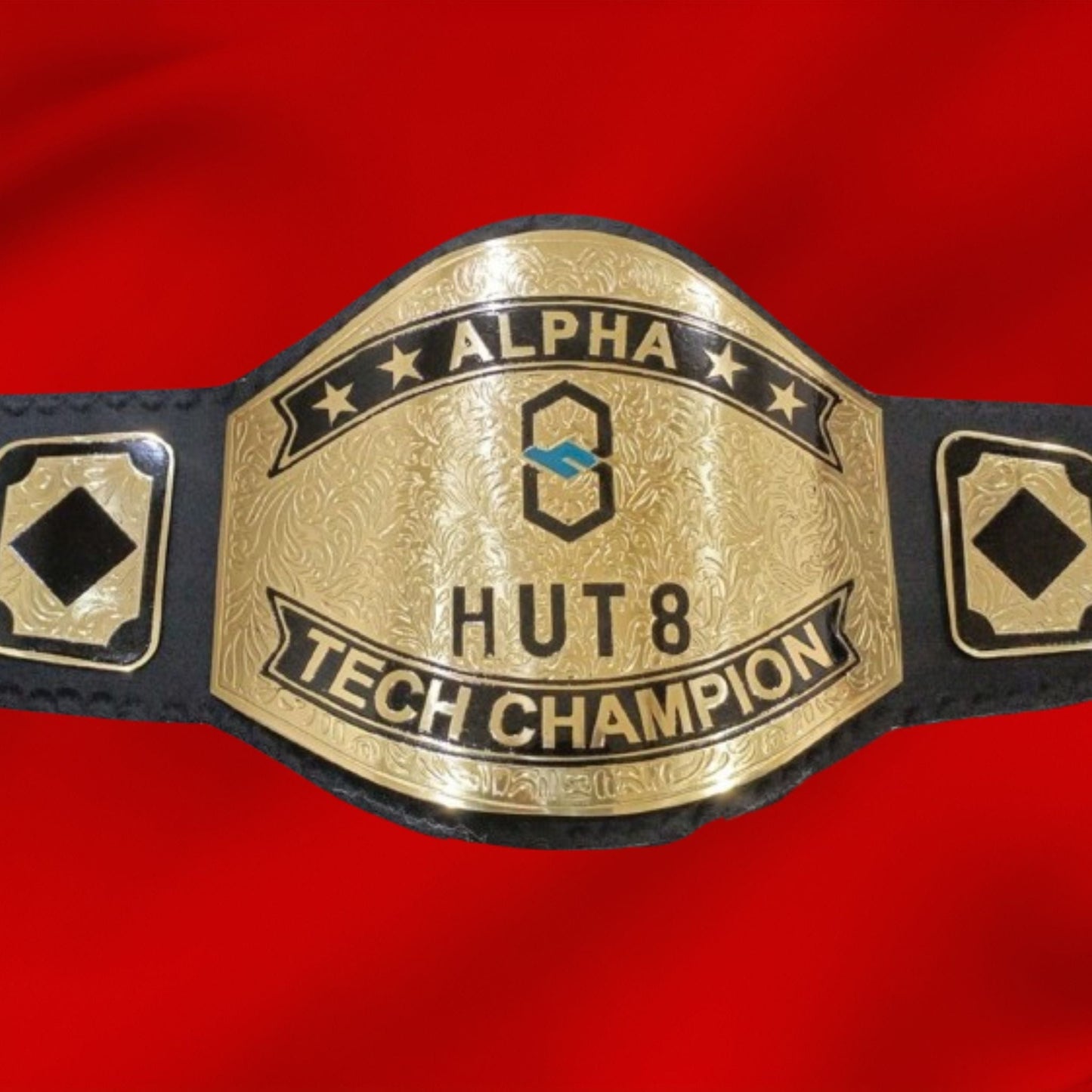 Custom Name and Hut 8 Logo Wrestling Championship Belt poshleathers-14b7