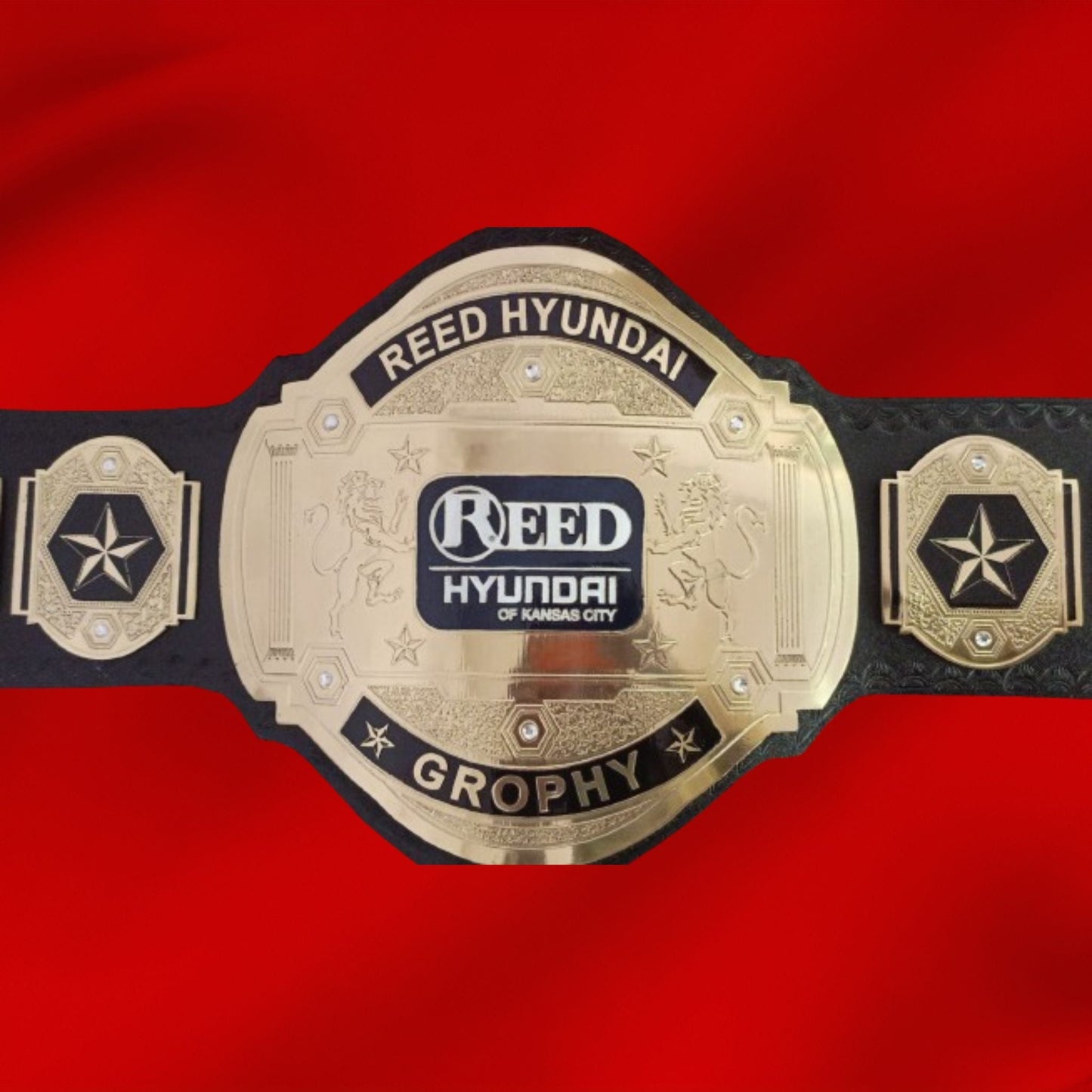 Custom Name and Reed Hyundai Logo Wrestling Championship Belt poshleathers-14b7