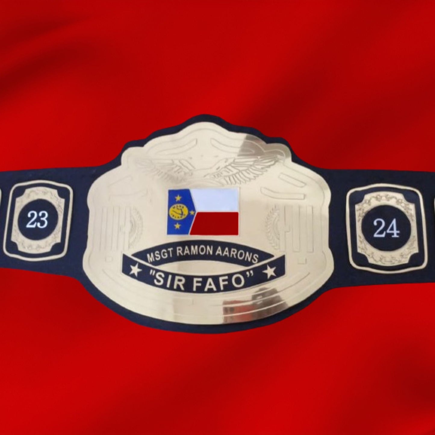 Custom Name and Flag Wrestling Championship Belt poshleathers-14b7