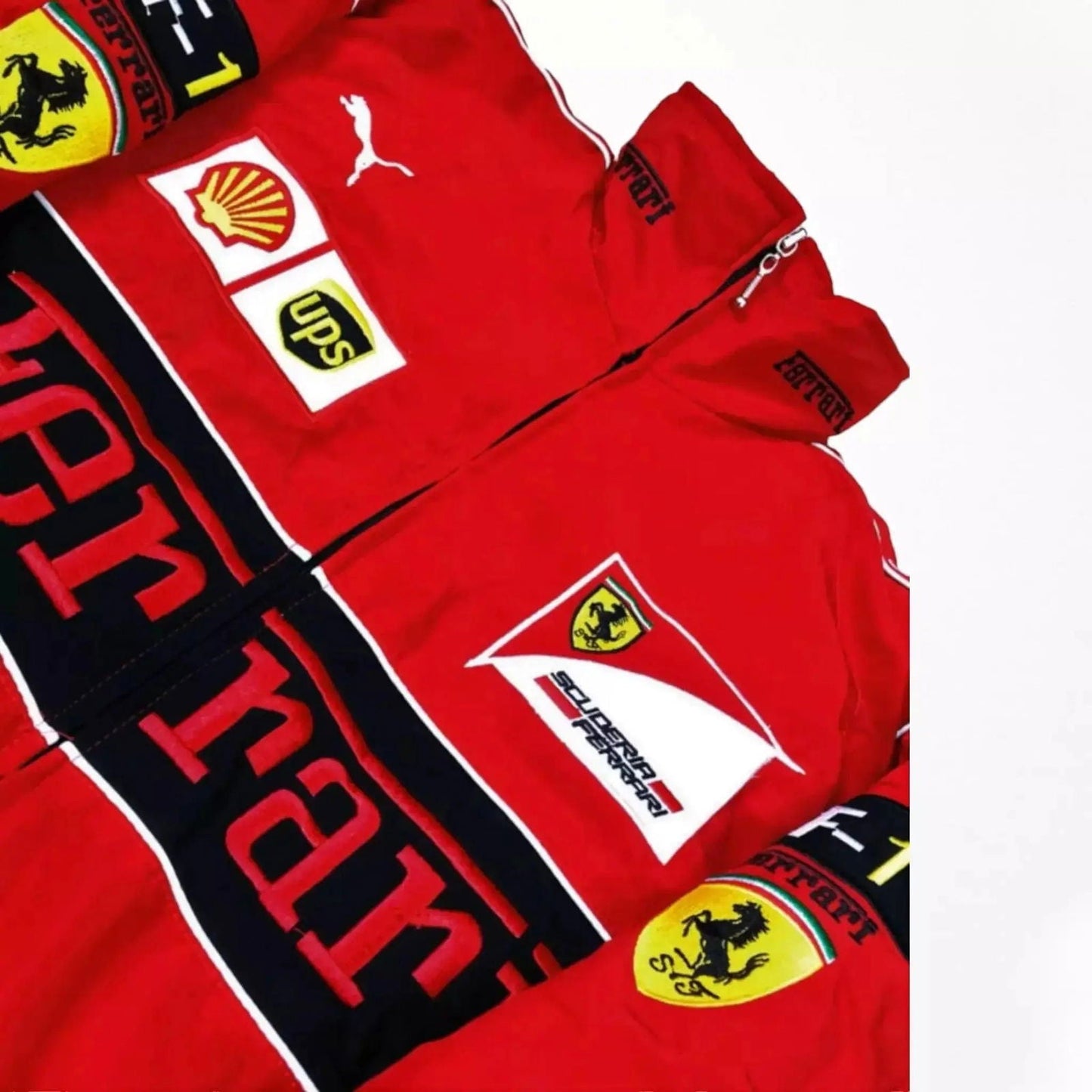 Vintage Ferrari Racing Embroidery Stylish Winter F1 Jacket - Ex Race Gear