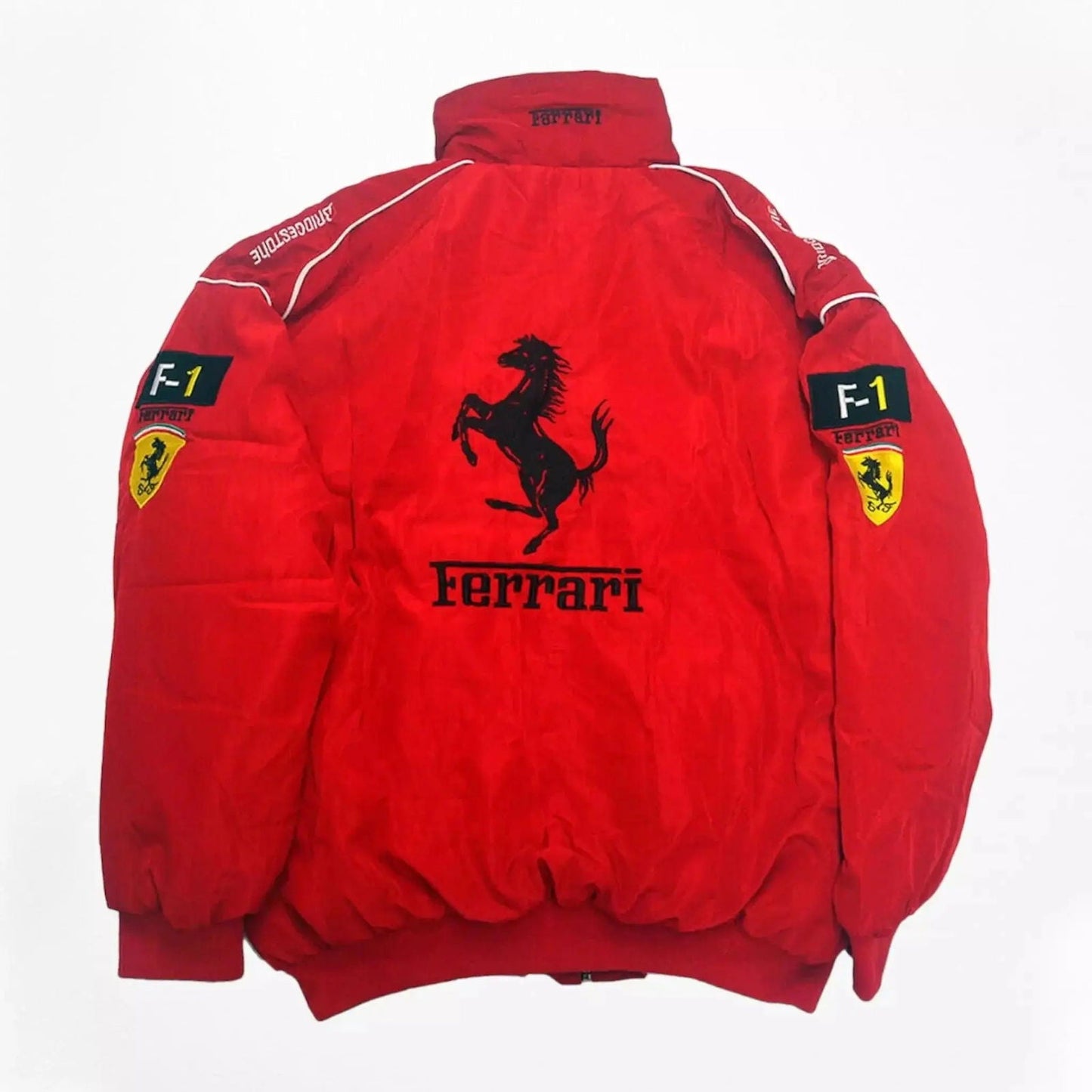 Vintage Ferrari Racing Embroidery Stylish Winter F1 Jacket - Ex Race Gear