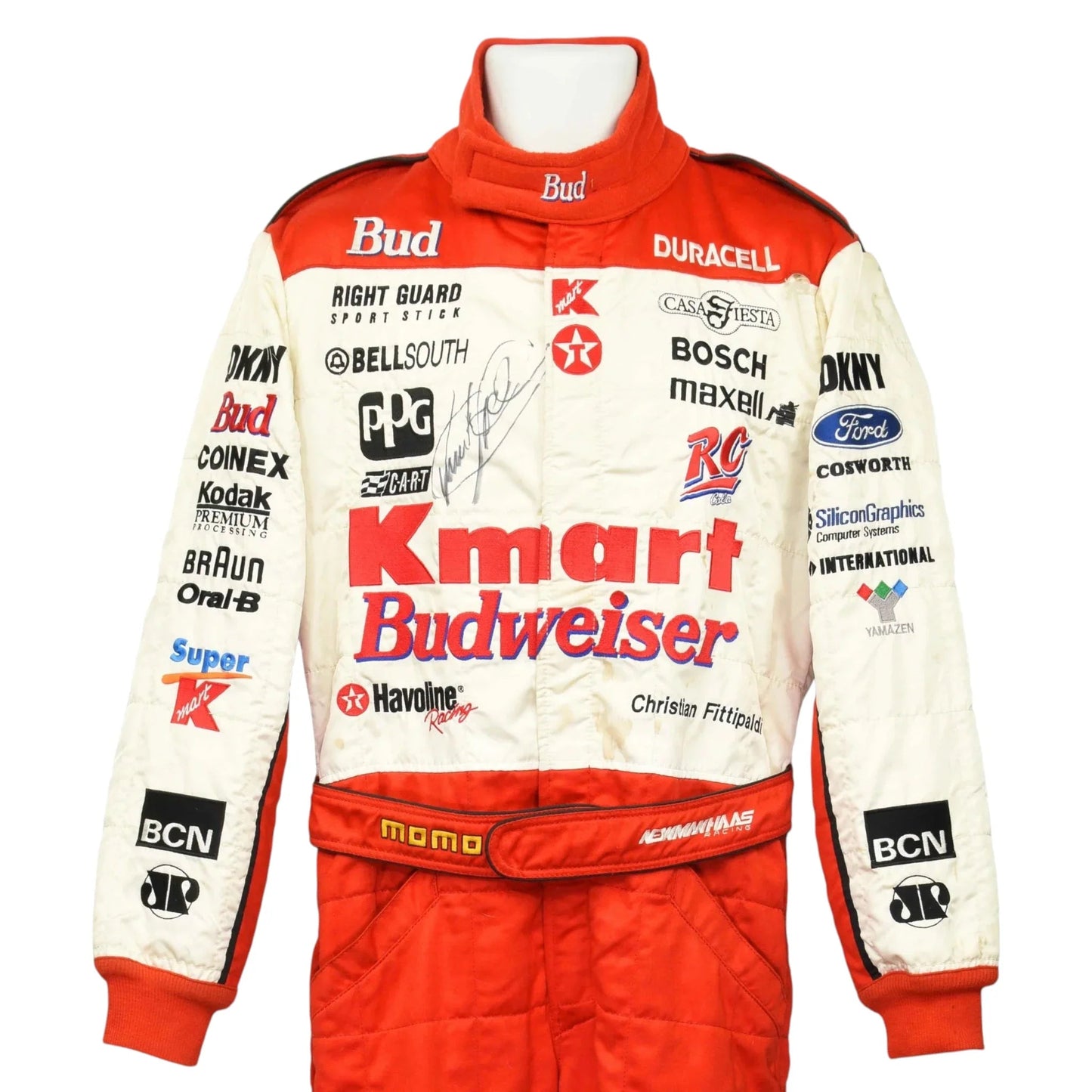 1997 Christian Fittipaldi Signed Race Newman-Haas Momo IndyCar Suit Ex Race Gear