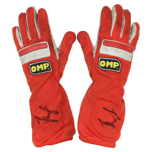 1995 Gerhard Berger Signed Race Ferrari F1 Gloves Rustle Racewears