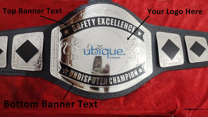 Custom Name and Ubique Group Logo Wrestling Championship Belt - Customize Wrestling Belts