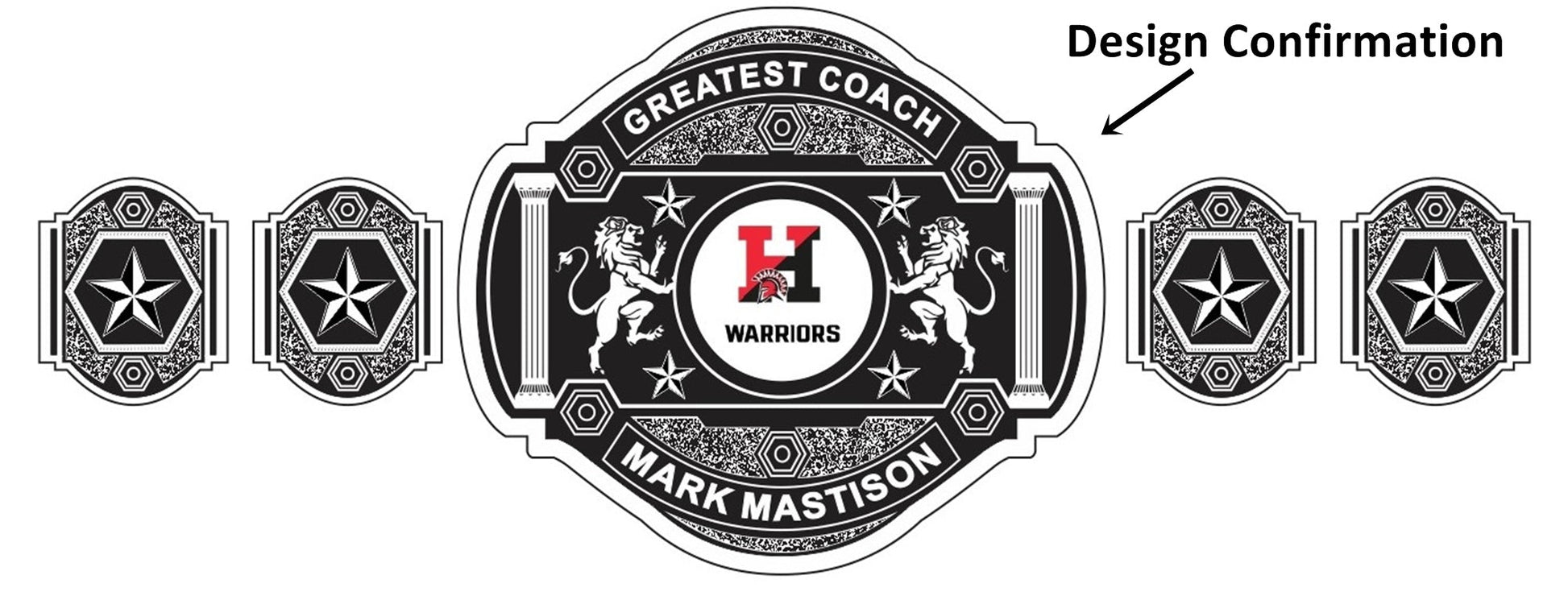 Custom Name and H Warriors Logo Wrestling Championship Belt poshleathers-14b7