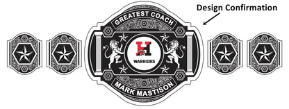 Custom Name and H Warriors Logo Wrestling Championship Belt poshleathers-14b7