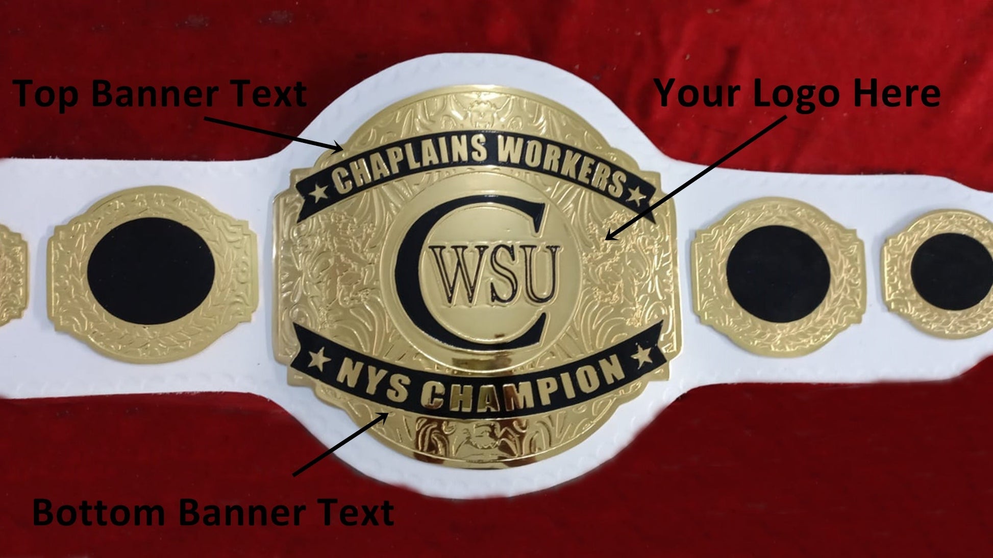 Custom Name and CWSU Logo Wrestling Championship Belt - Customize Wrestling Belts
