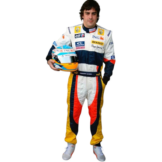 2008 Fernando Alonso Renault F1 Embroidered Racing Suit Rustle Racewears