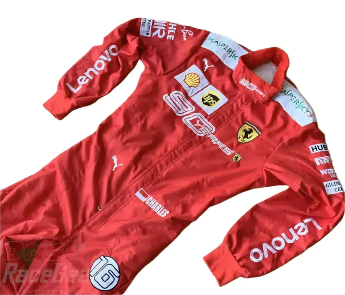 2019 Charles Leclerc Scuderia Ferrari 90 Years Embroided Racing Suit - Ex Race Gear