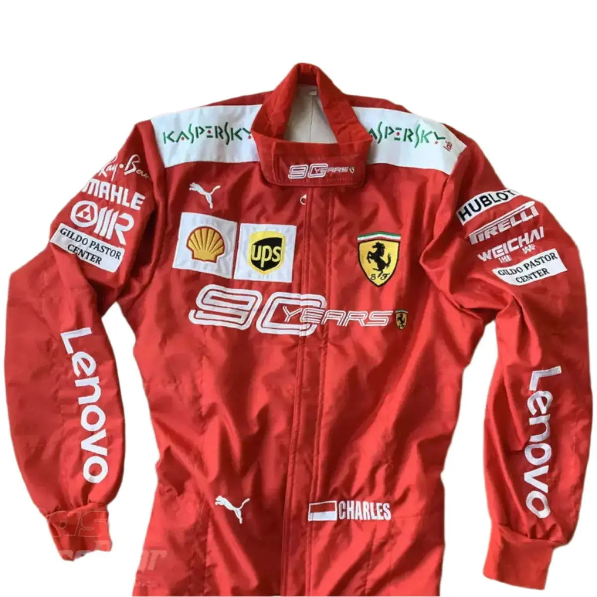 2019 Charles Leclerc Scuderia Ferrari 90 Years Embroided Racing Suit - Ex Race Gear