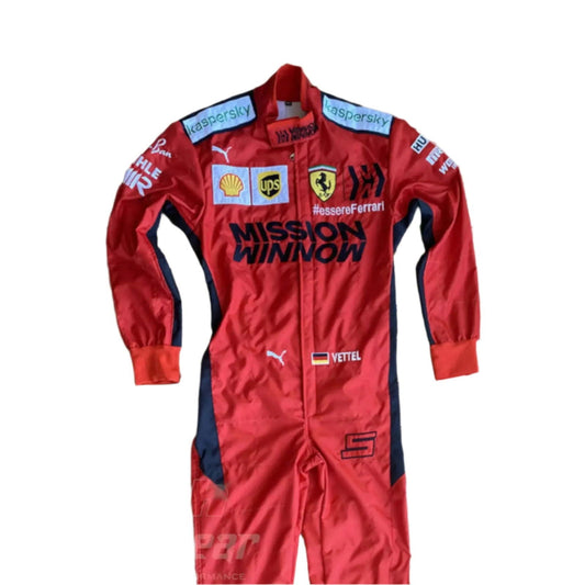 2020 Sebastian Vettel Ferrari Mission Winnow F1 Embroidered Racing suit - Ex Race Gear