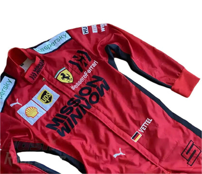 2020 Sebastian Vettel Ferrari Mission Winnow F1 Embroidered Racing suit - Ex Race Gear