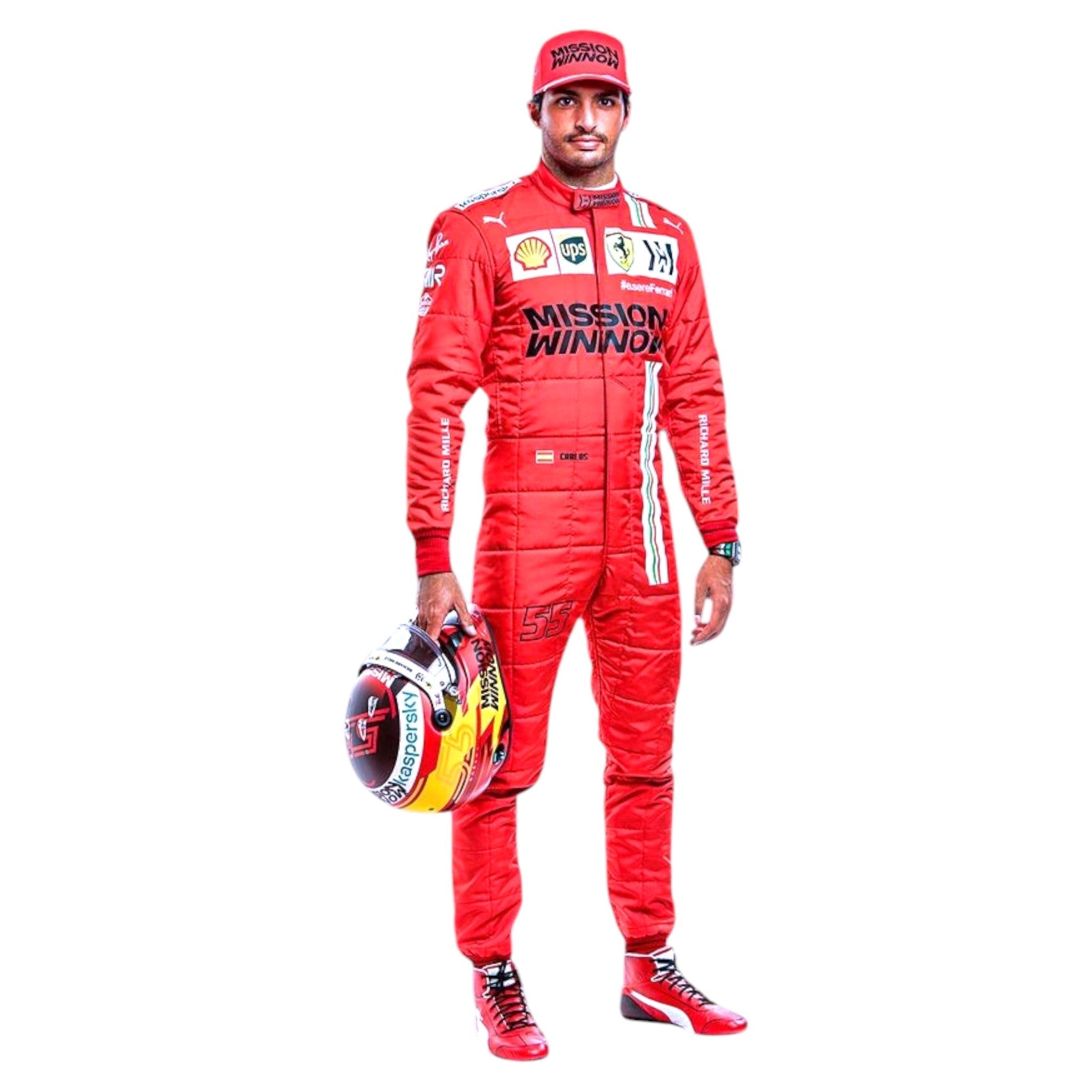 2021 Carlos Sainz Mission Winnow Scuderia Ferrari F1 Race Suit Ex Race Gear
