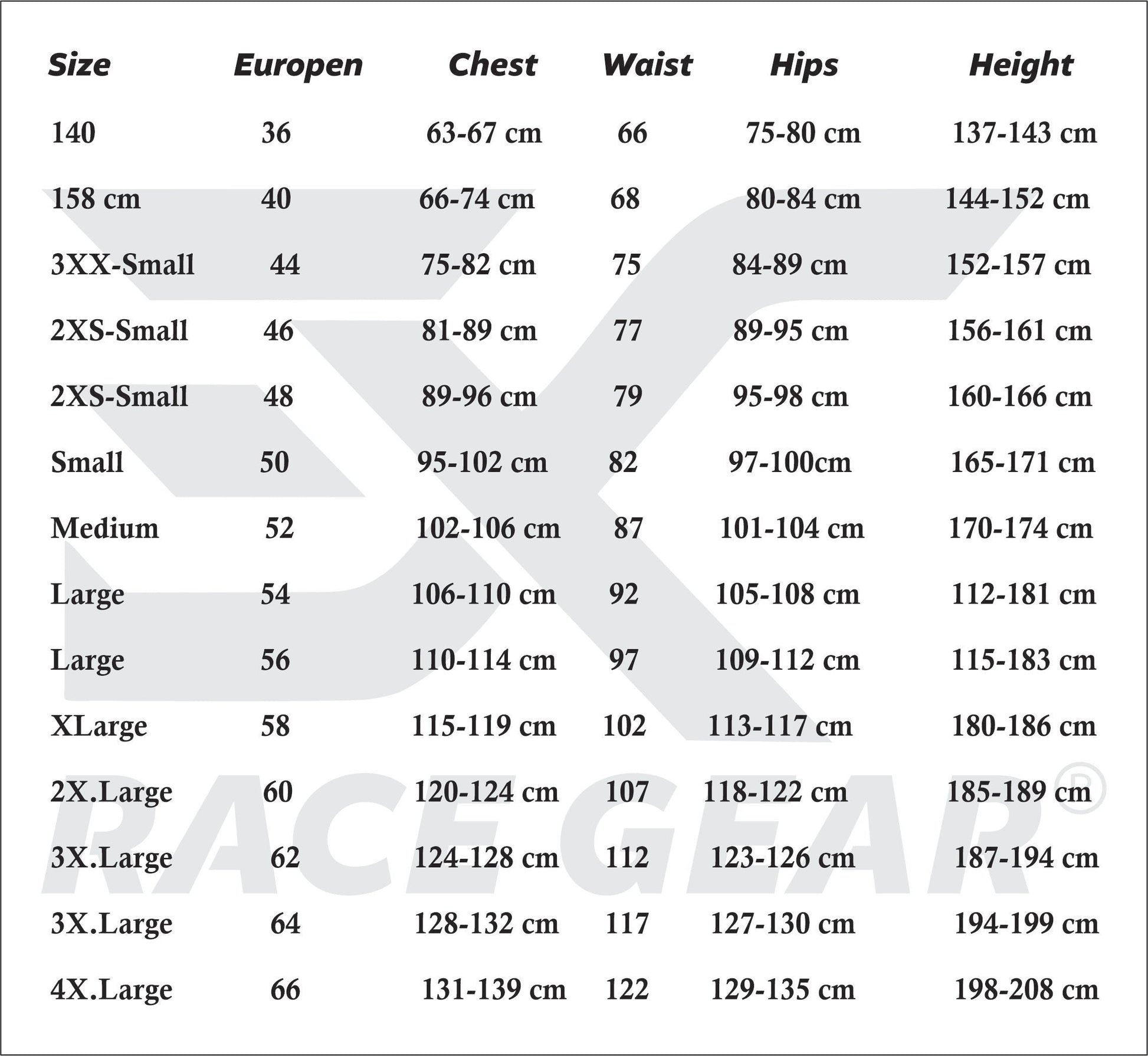 Size chart