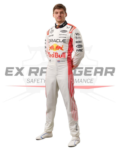 Zoomed-in view of reinforced stitching and ergonomic seams of the race suit Ex Eace Gear 