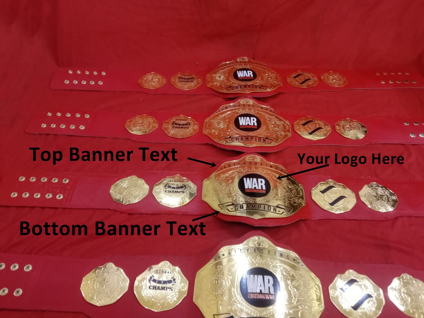 Custom Name and War Kick Boxing Logo Wrestling Championship Belt - Customize Wrestling Belts