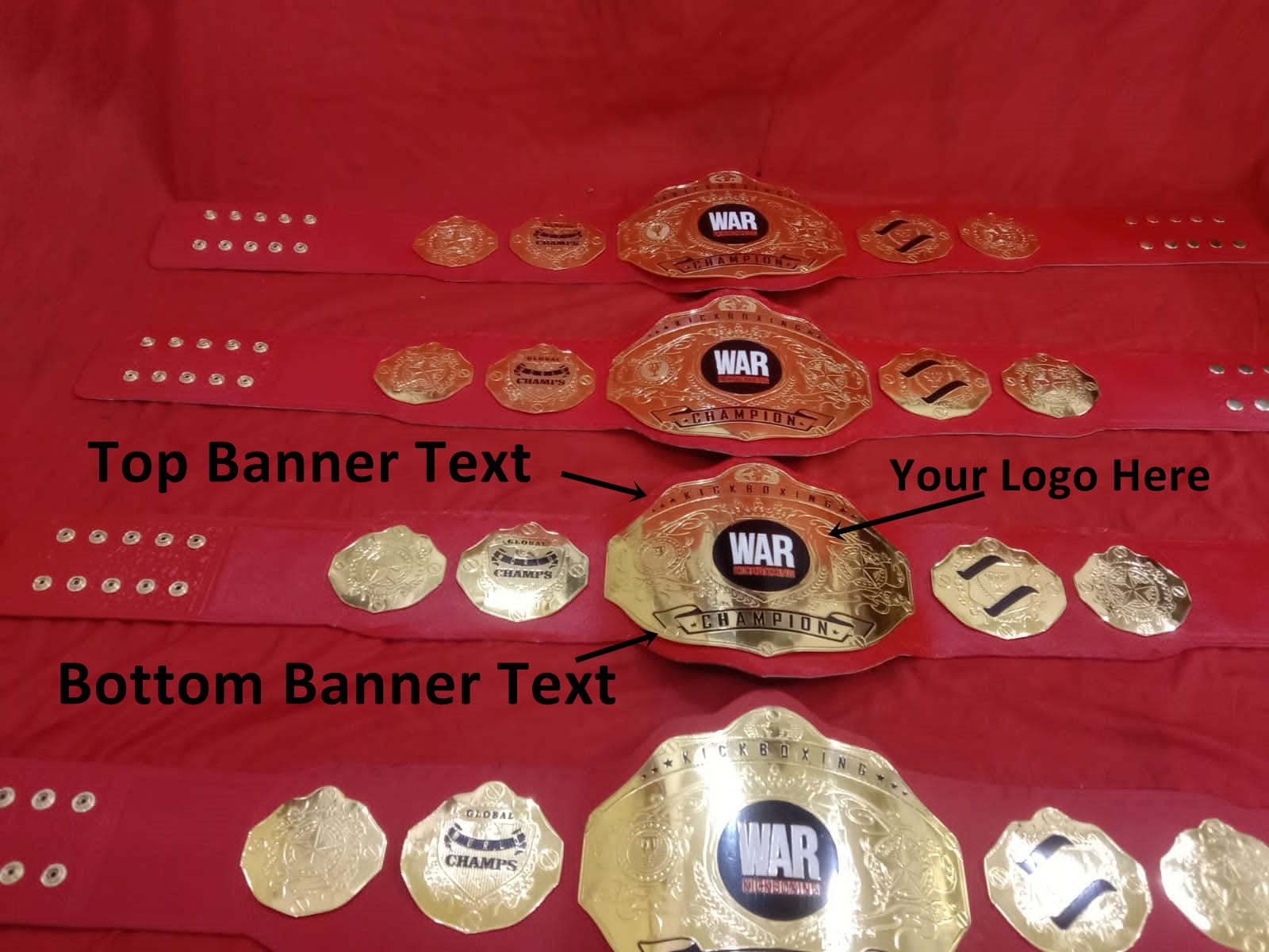 Custom Name and War Kick Boxing Logo Wrestling Championship Belt - Customize Wrestling Belts