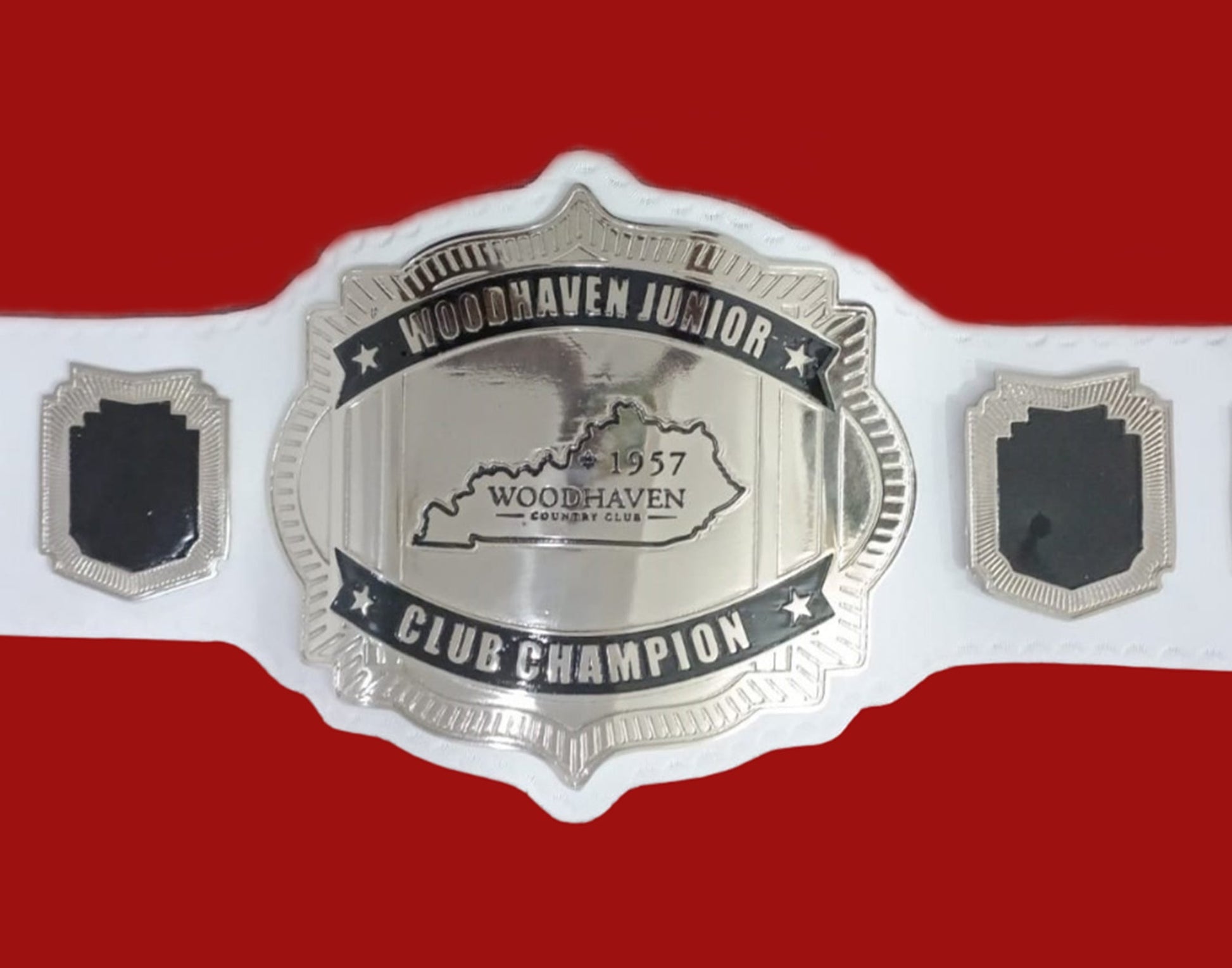 Custom Name and Woodhaven State Map Logo Wrestling Championship Belt poshleathers-14b7