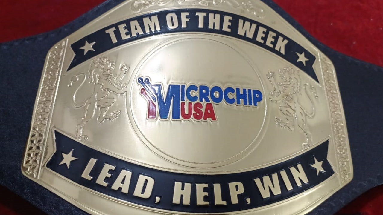 Custom Name and Microchip USA Logo Wrestling Championship Belt poshleathers-14b7