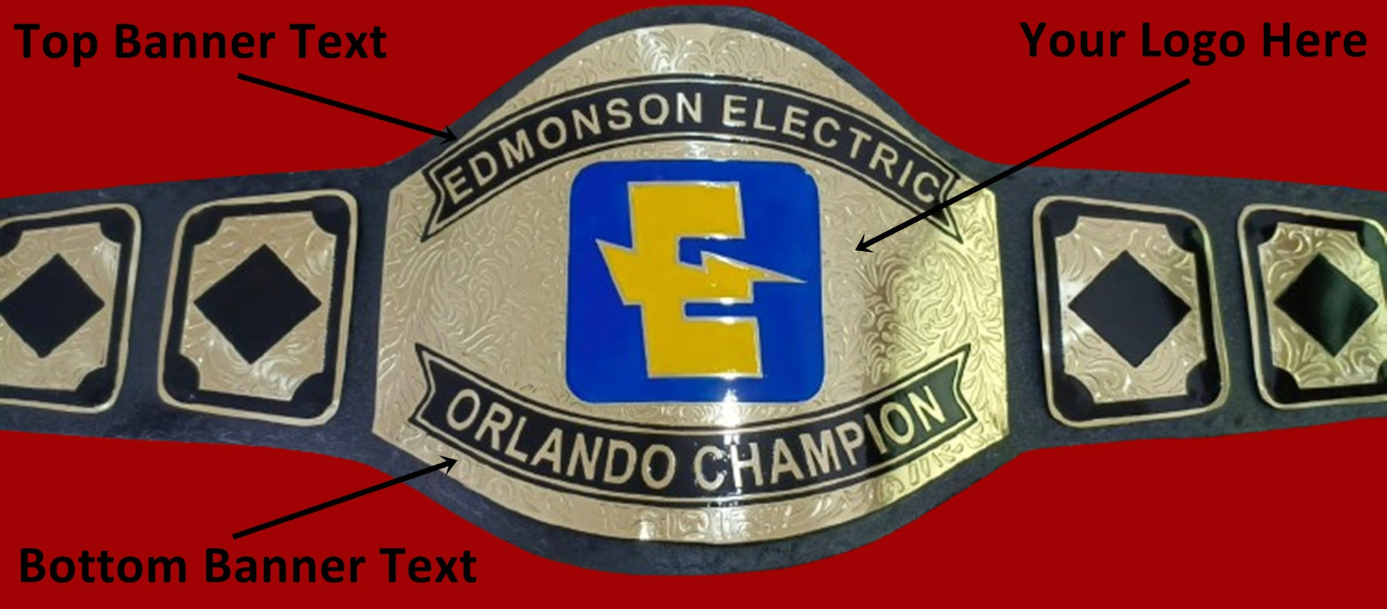 Custom Name and E Spark Logo Wrestling Championship Belt - Customize Wrestling Belts