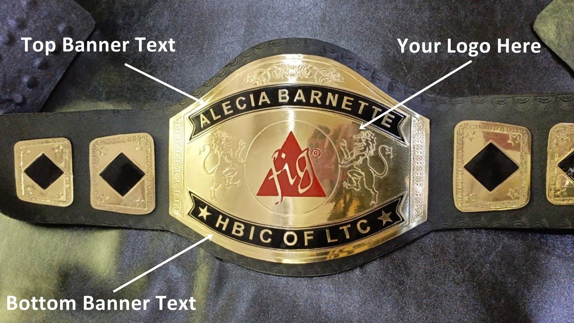 Custom Name and Fig Triangle Logo Wrestling Championship Belt - Customize Wrestling Belts
