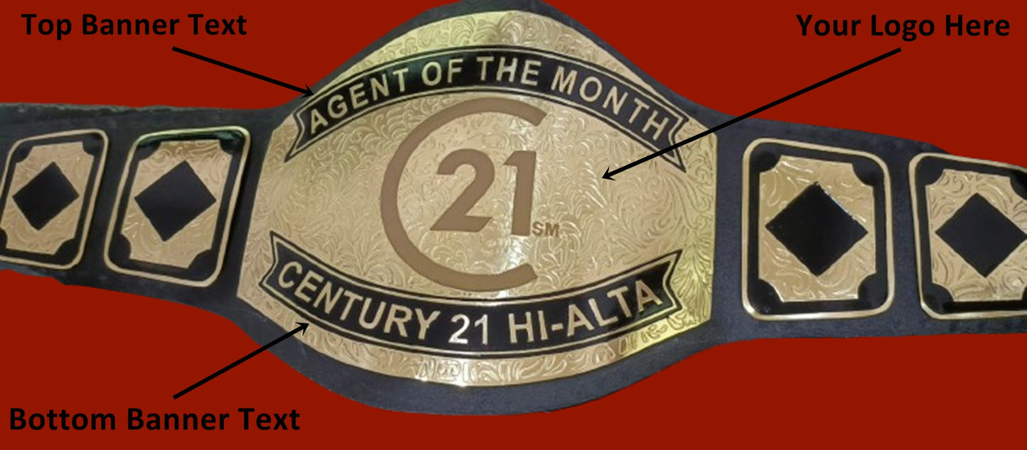 Custom Name and C21 Logo Wrestling Championship Belt poshleathers-14b7