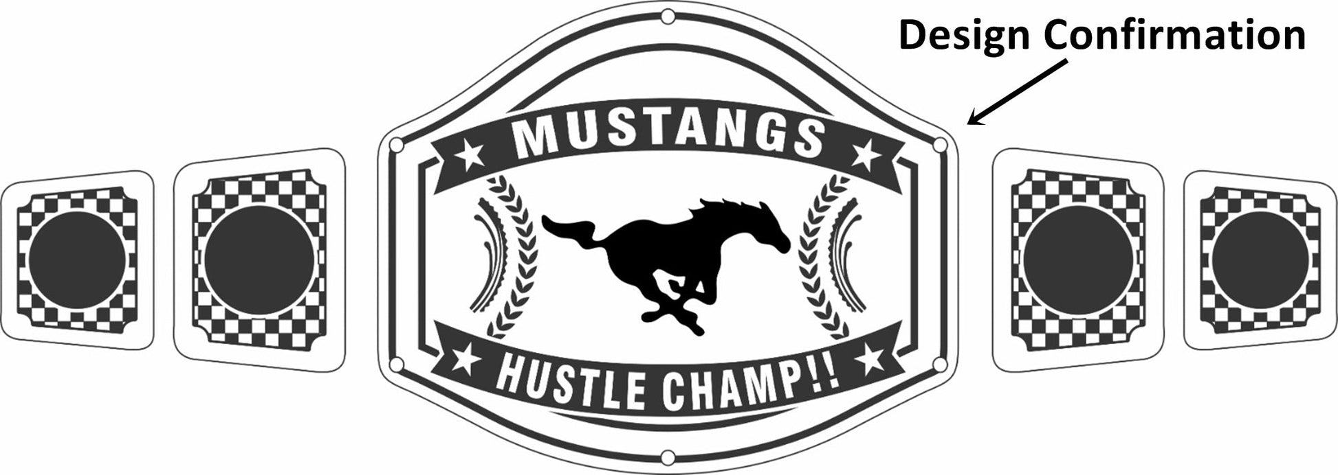 Custom Name and Mustangs Logo Wrestling Championship Belt poshleathers-14b7
