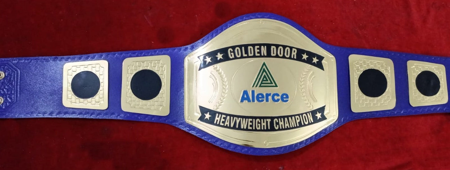 Custom Name and Green Triangle Logo Wrestling Championship Belt poshleathers-14b7