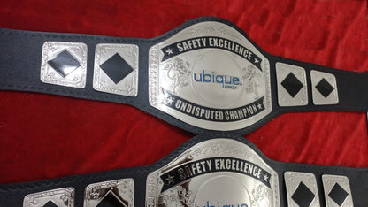 Custom Name and Ubique Group Logo Wrestling Championship Belt poshleathers-14b7