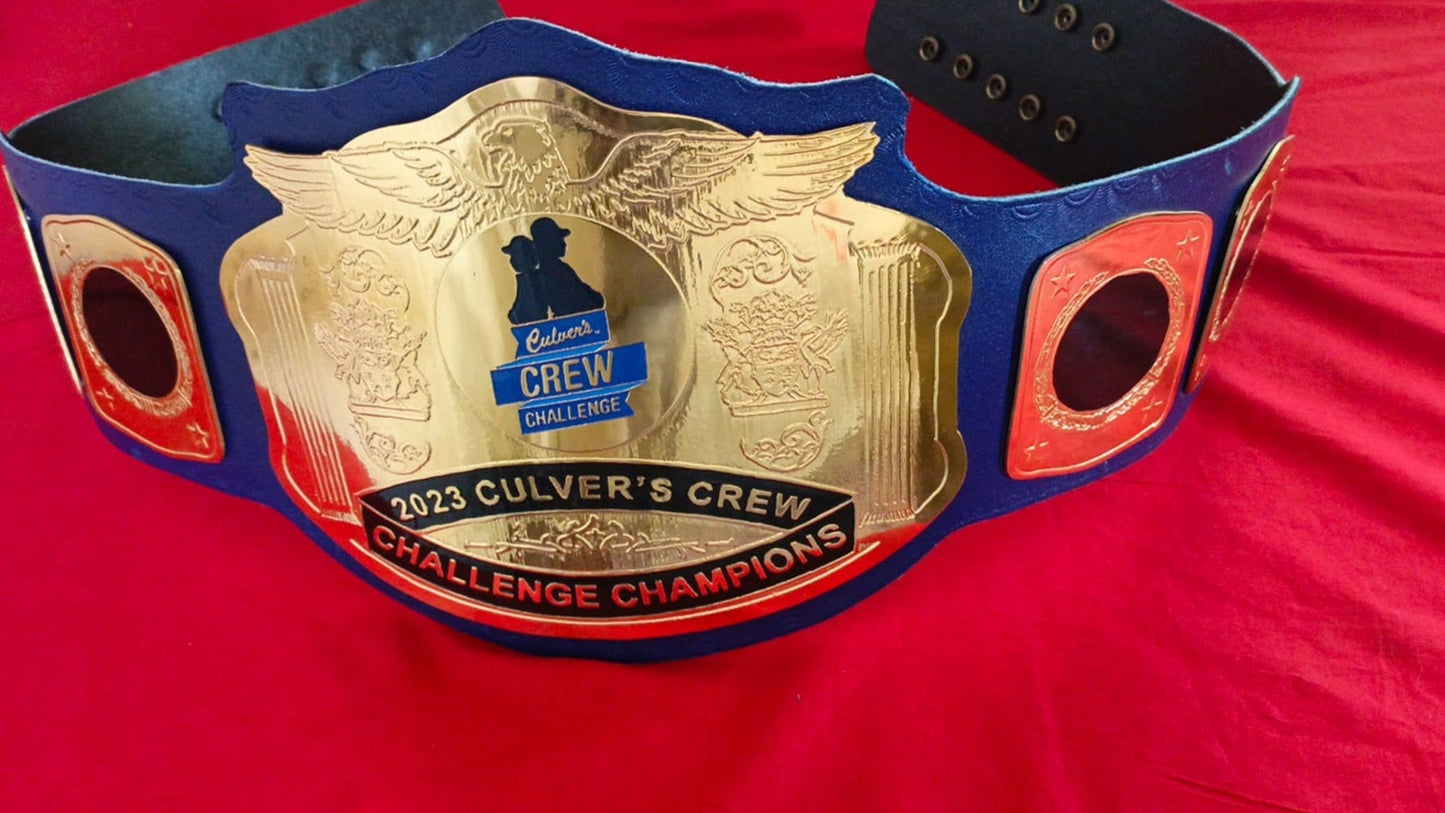 Custom Name and Crew Culvers Challenge Logo Wrestling Championship Belt poshleathers-14b7