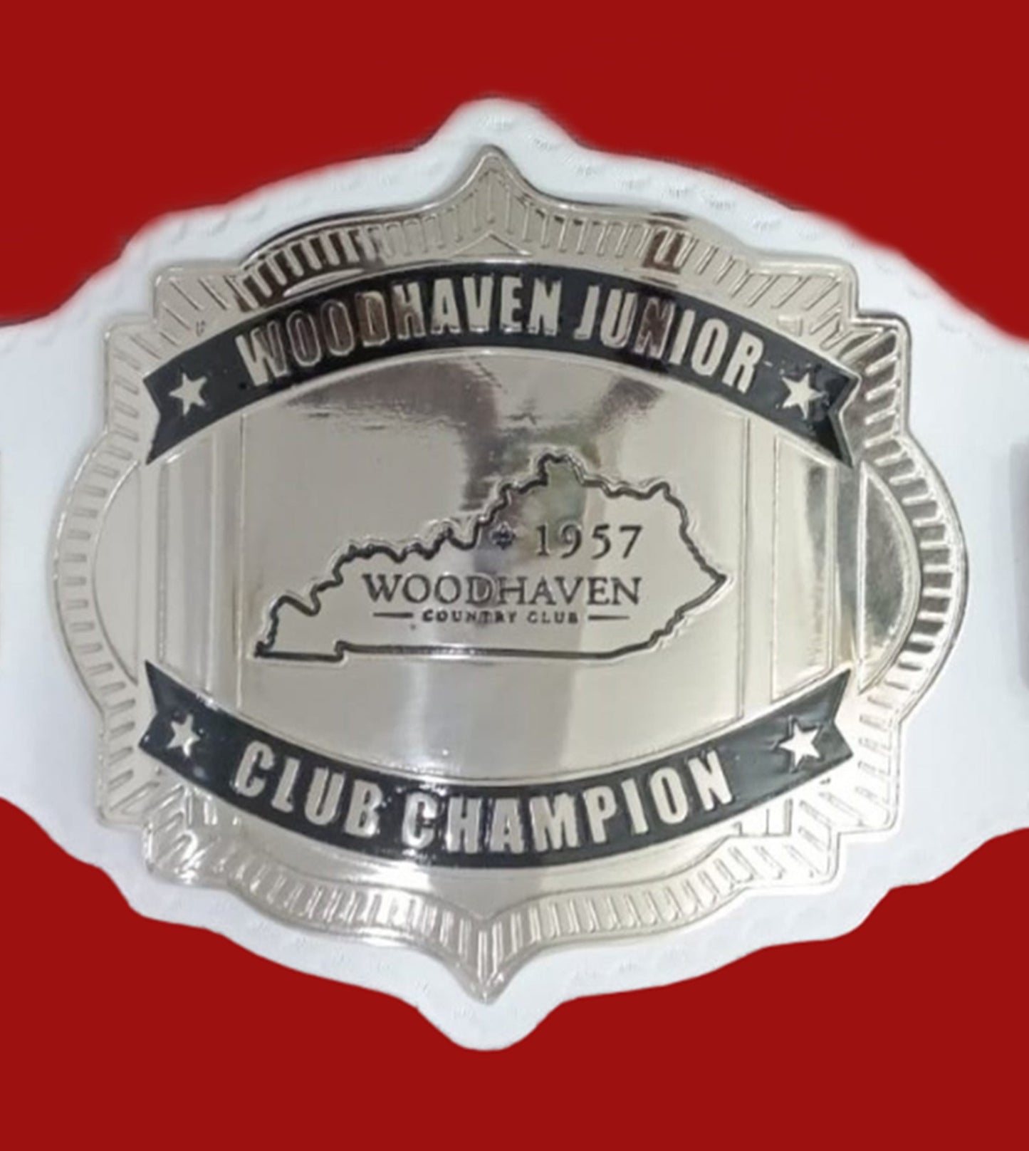 Custom Name and Woodhaven State Map Logo Wrestling Championship Belt poshleathers-14b7
