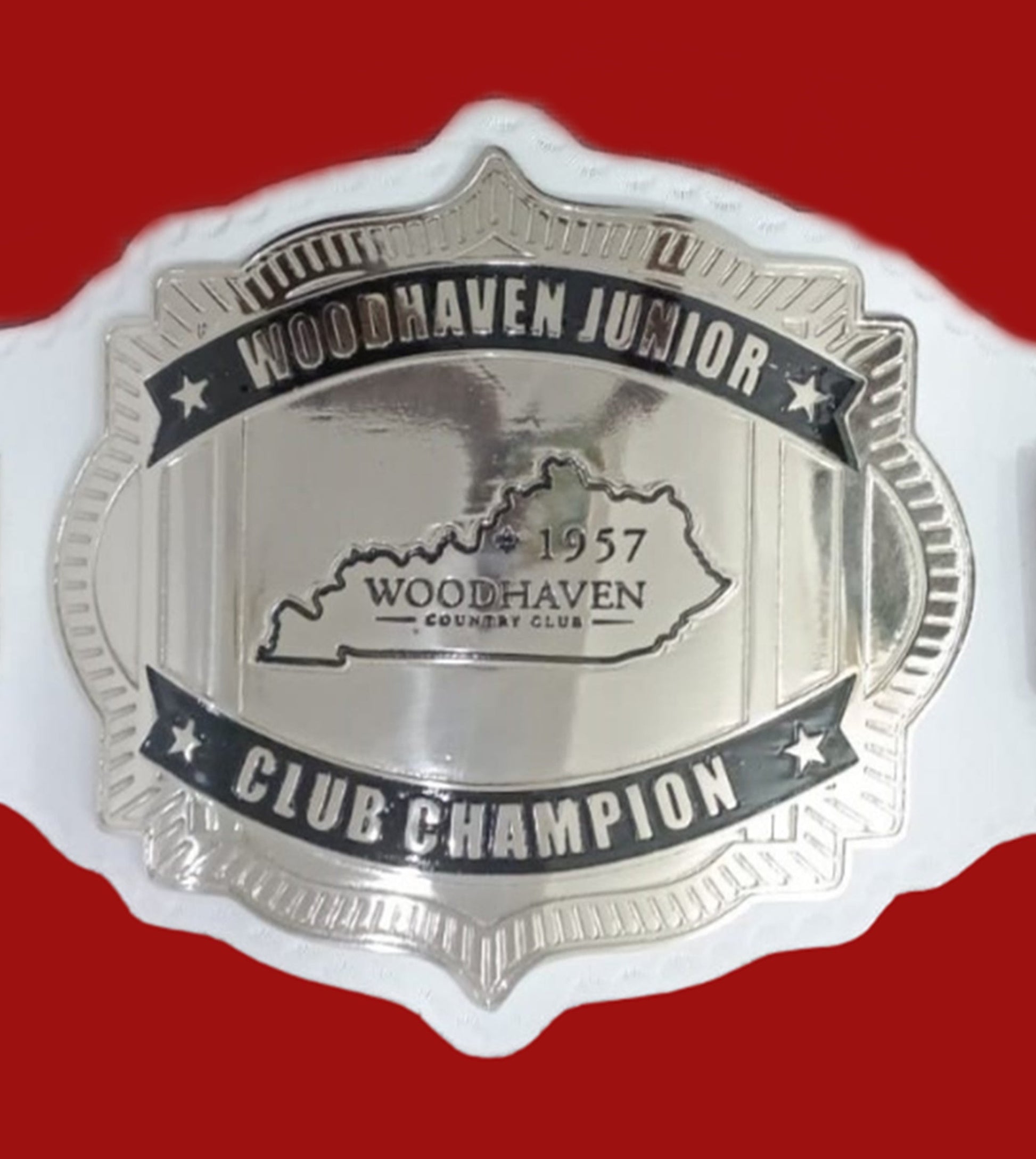 Custom Name and Woodhaven State Map Logo Wrestling Championship Belt poshleathers-14b7