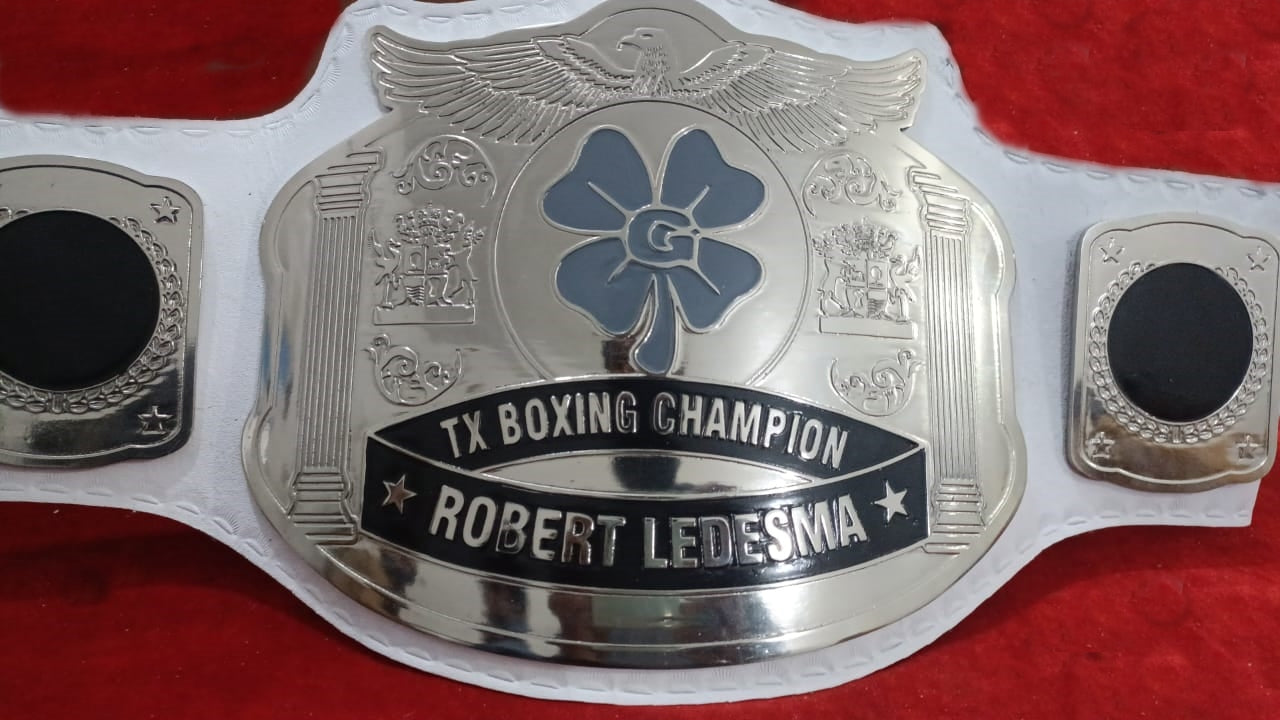Custom Name and Flower Logo Wrestling Championship Belt poshleathers-14b7