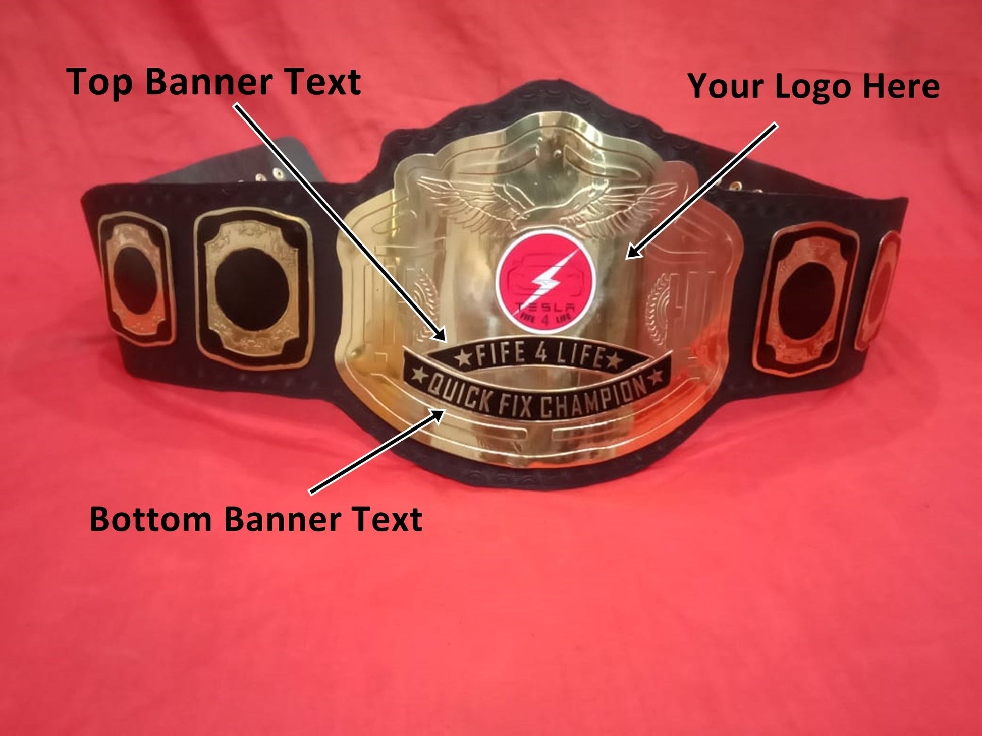 Custom Name and Logo Wrestling Championship Belt poshleathers-14b7