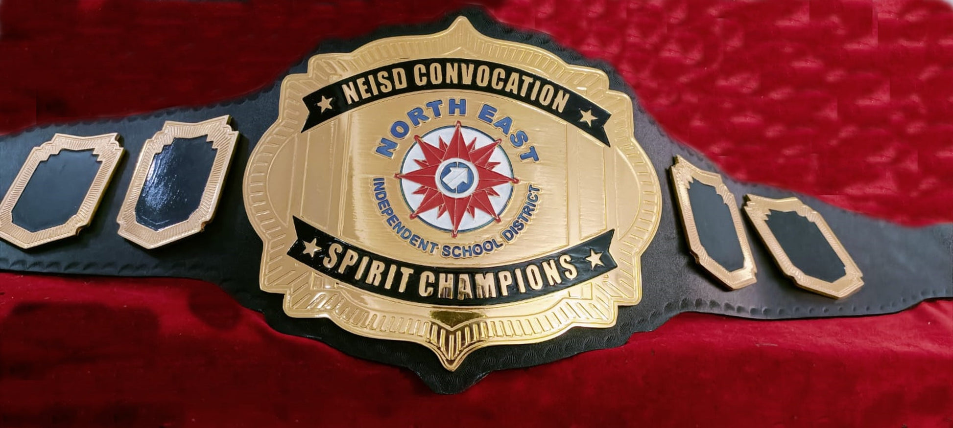 Custom Name and North East Independent School District Logo Wrestling Championship Belt poshleathers-14b7