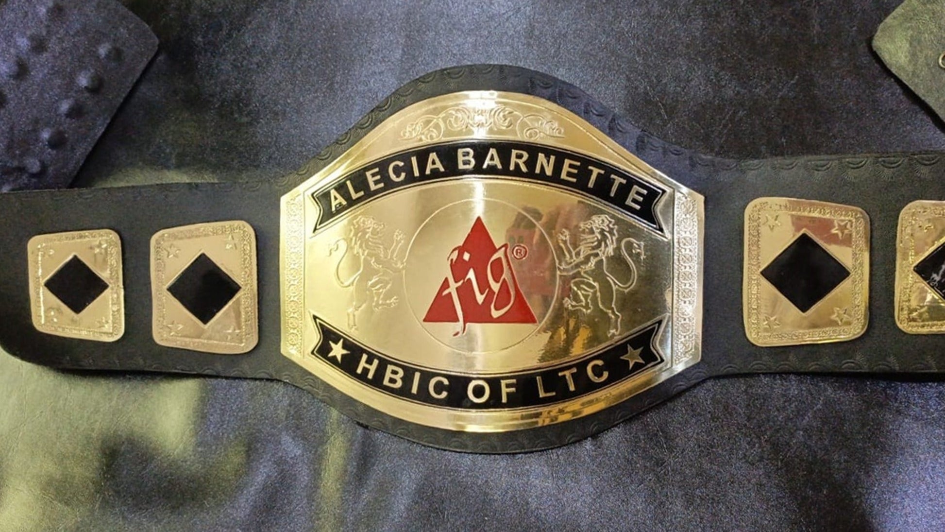 Custom Name and Fig Triangle Logo Wrestling Championship Belt poshleathers-14b7
