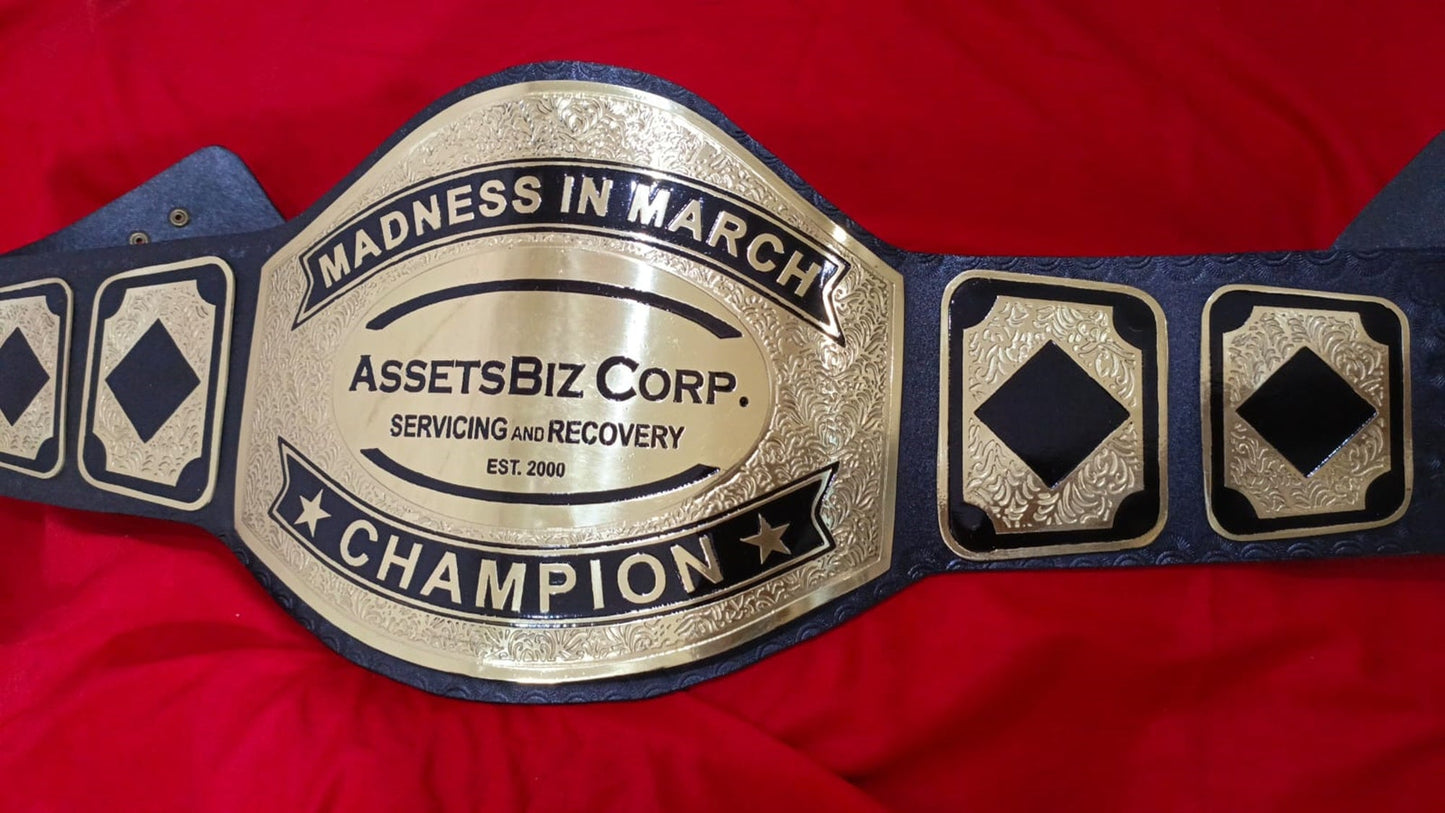 Custom Name and AssetBiz Corp Logo For Your Firm Wrestling Championship Belt Customize Wrestling Belts