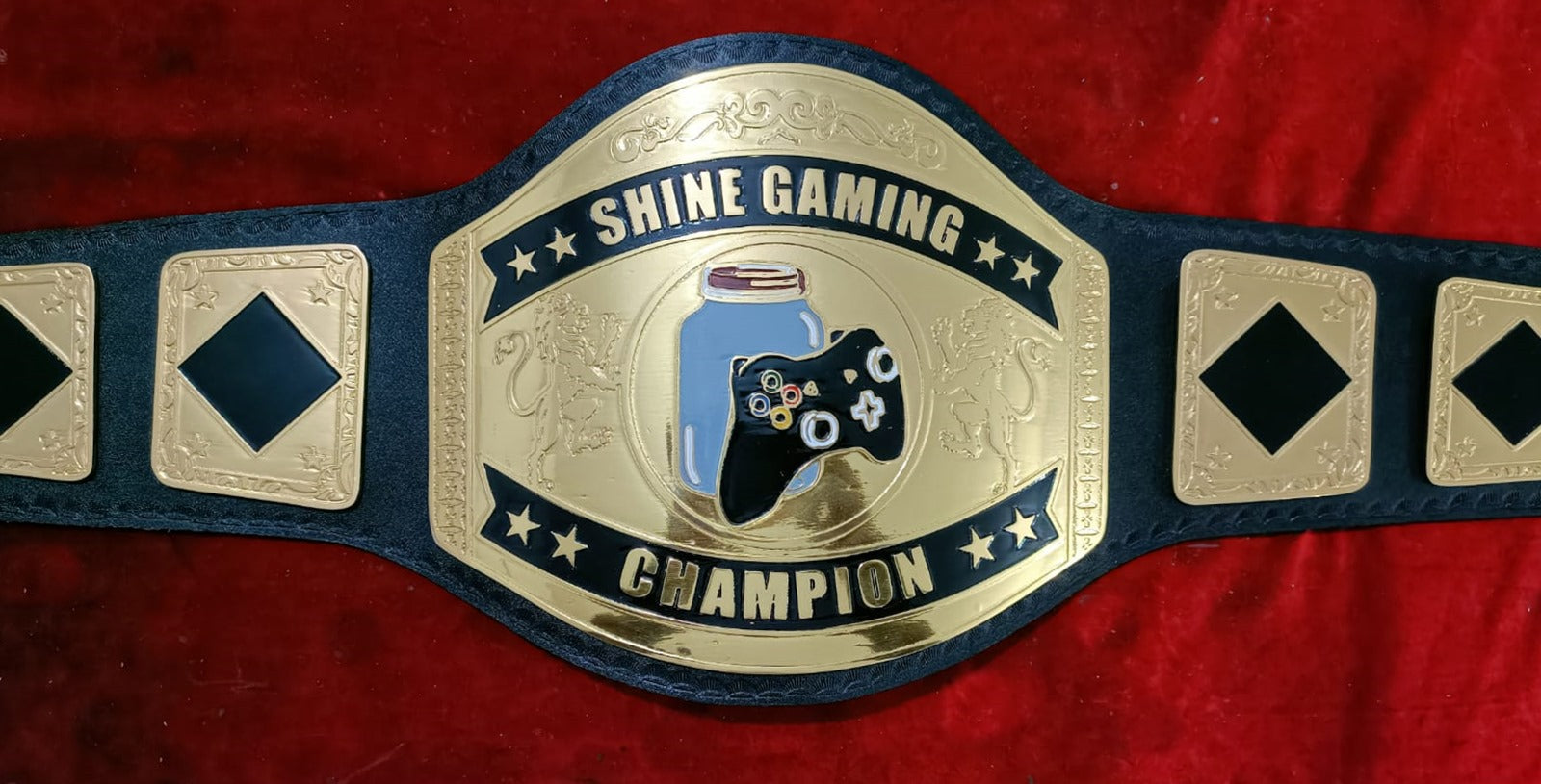 Custom Name and Joystick and Glass Jar Logo Wrestling Championship Belt poshleathers-14b7