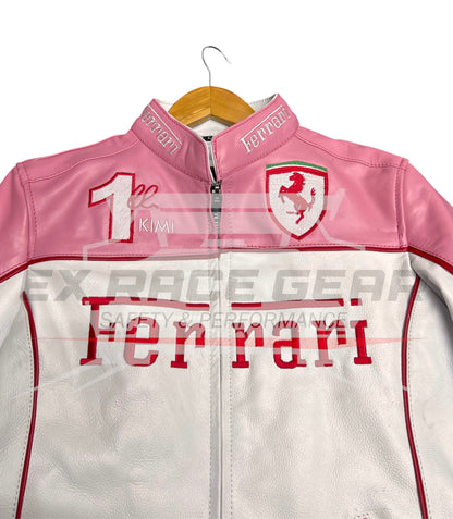 Ferrari Pink Leather F1 Racing Jacket – Vintage Edition