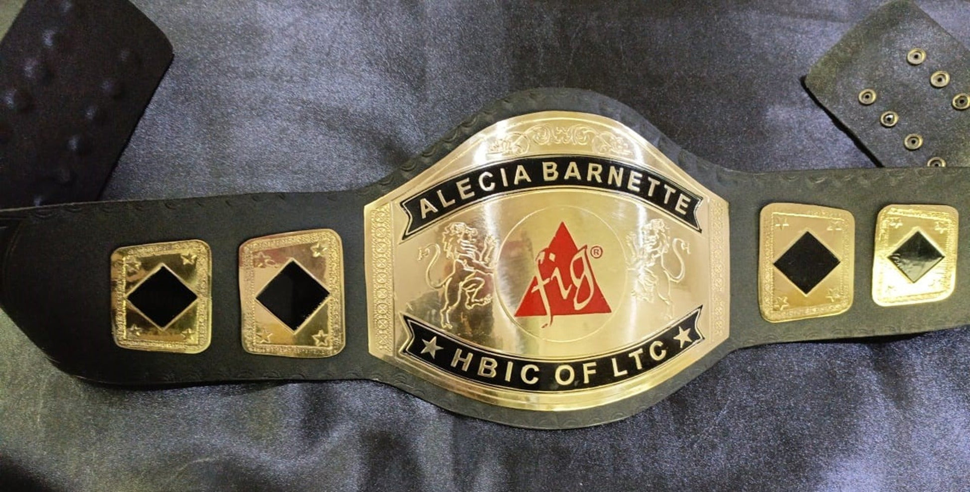 Custom Name and Fig Triangle Logo Wrestling Championship Belt poshleathers-14b7