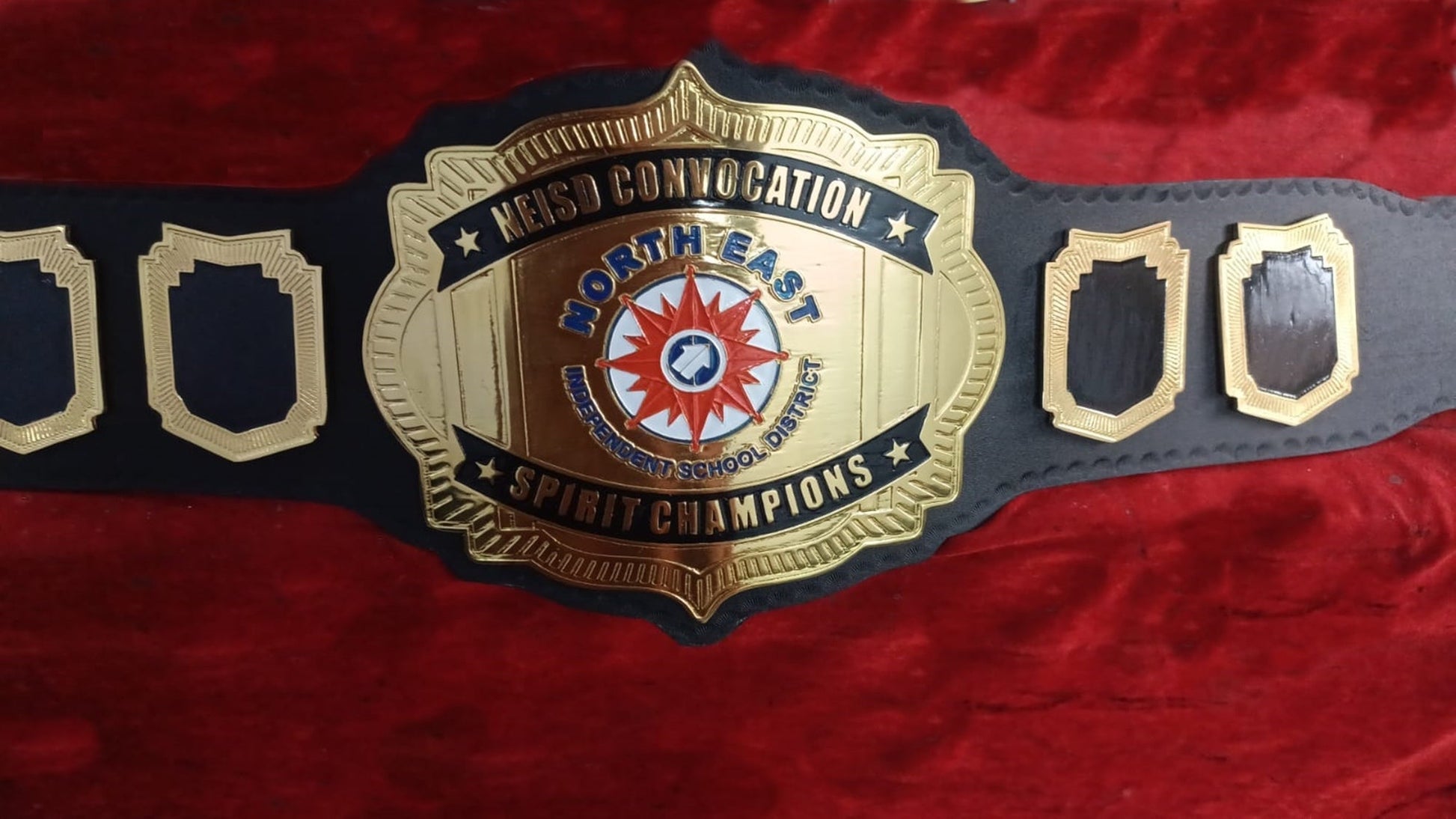 Custom Name and North East Independent School District Logo Wrestling Championship Belt poshleathers-14b7