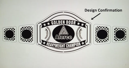 Custom Name and Green Triangle Logo Wrestling Championship Belt poshleathers-14b7