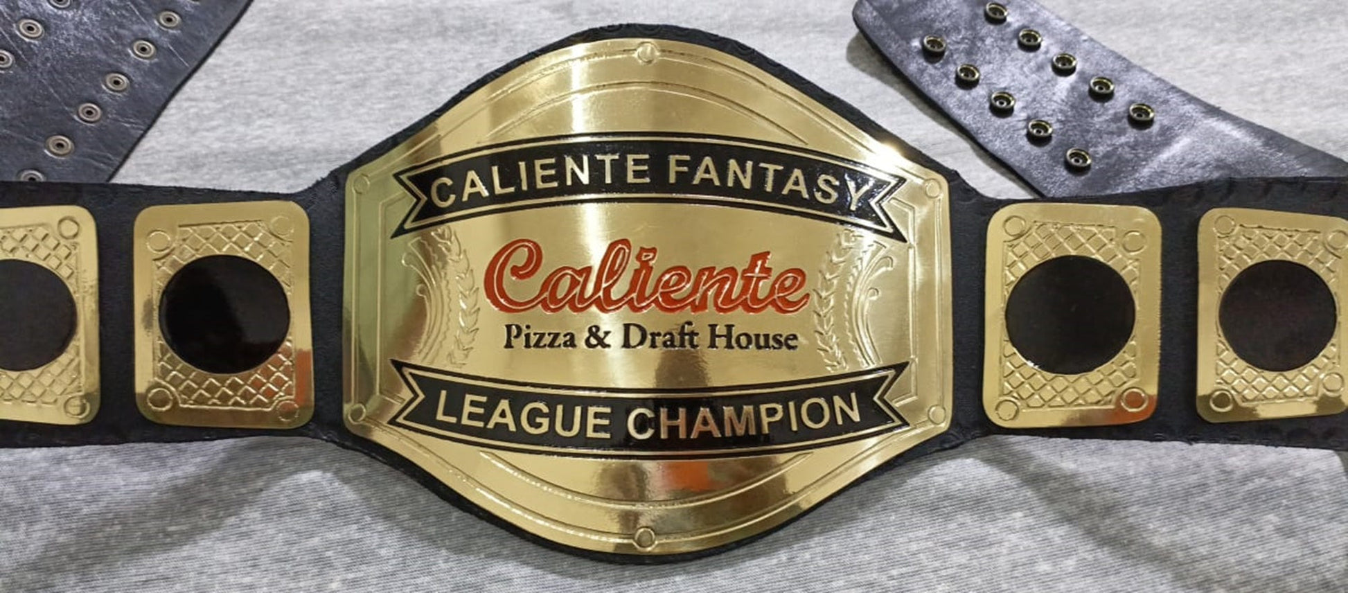 Custom Name and Caliente Logo Wrestling Championship Belt poshleathers-14b7
