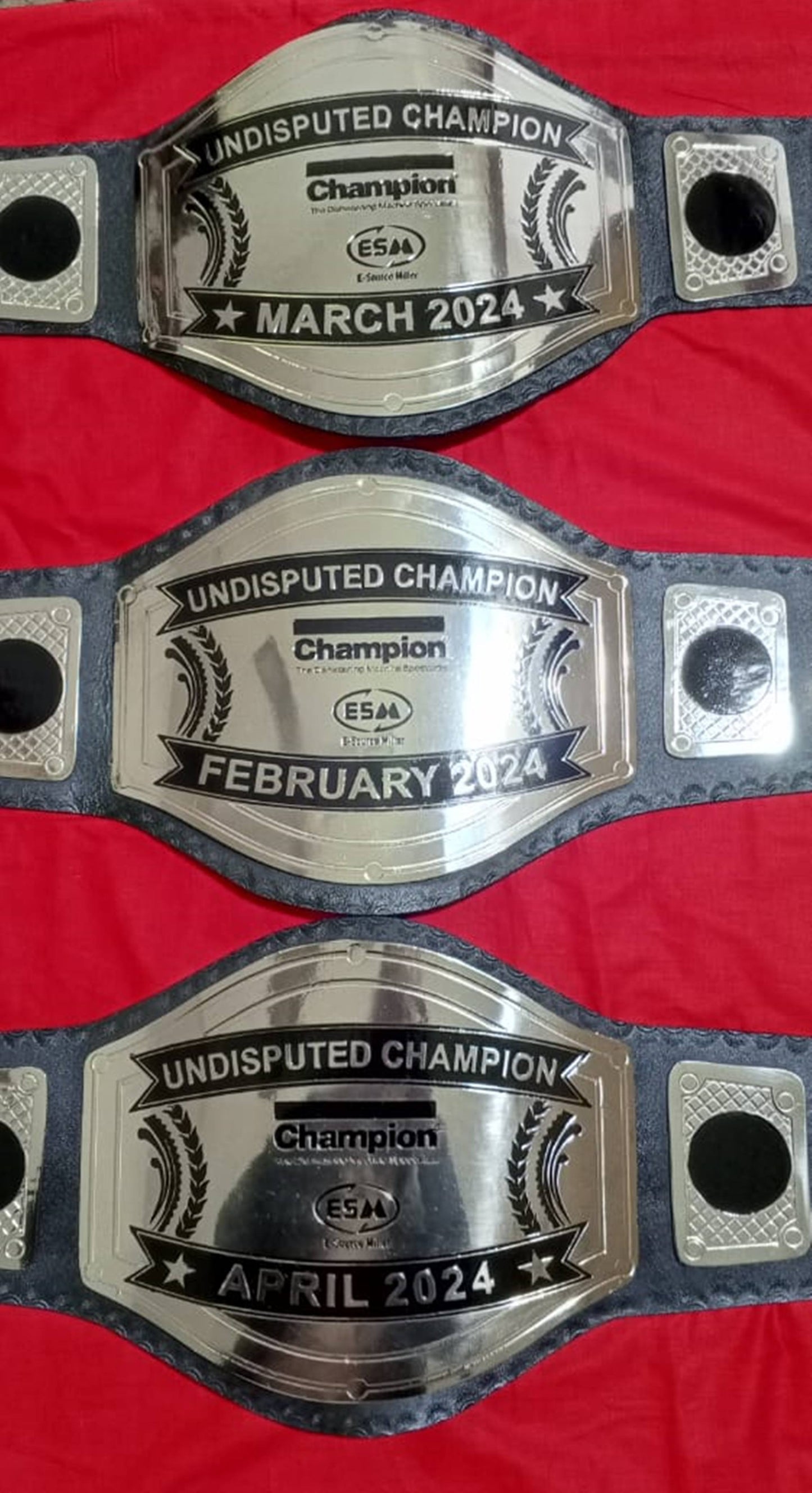 Custom Name and ESM Logo Wrestling Championship Belt poshleathers-14b7