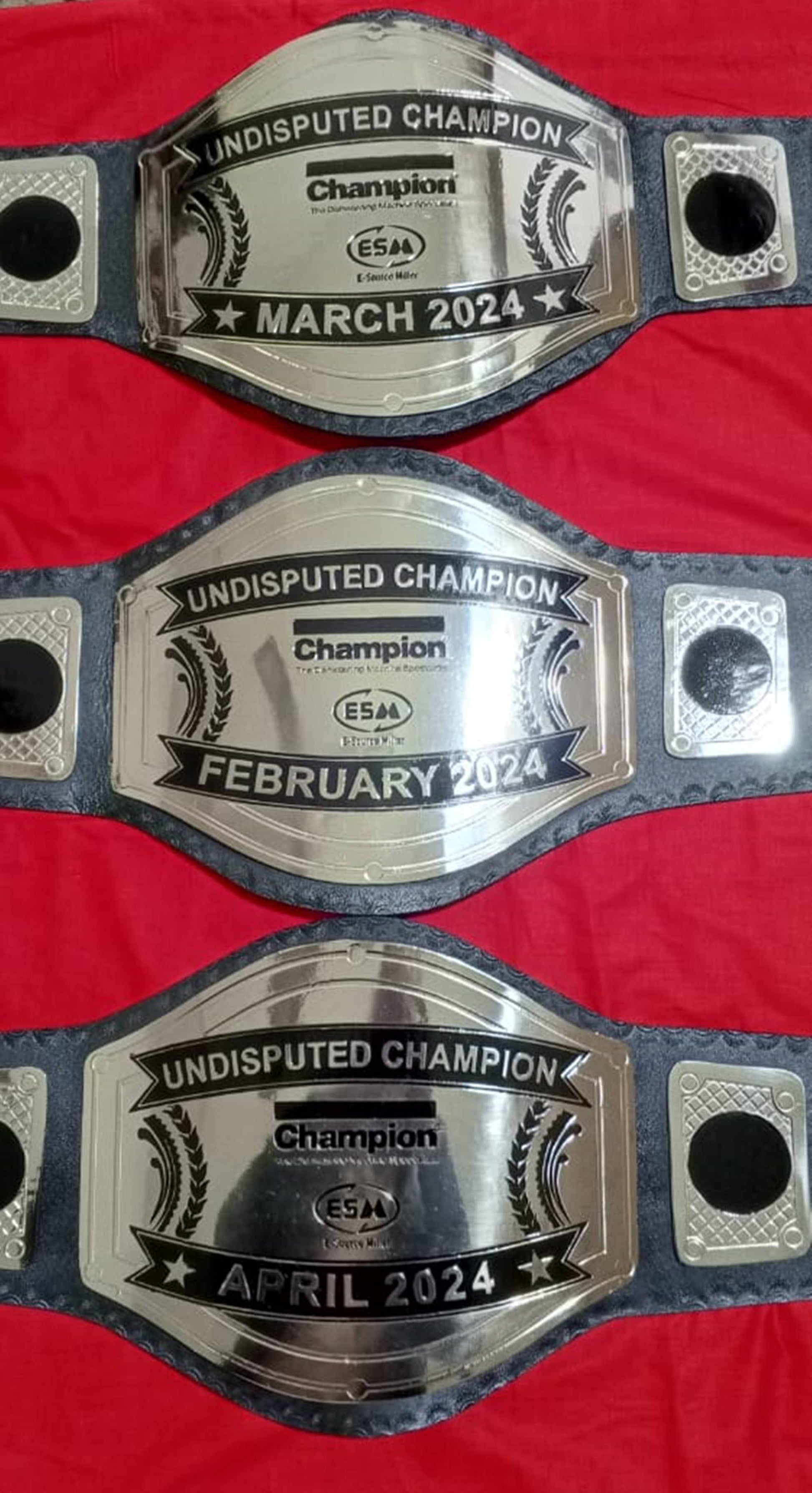 Custom Name and ESM Logo Wrestling Championship Belt poshleathers-14b7